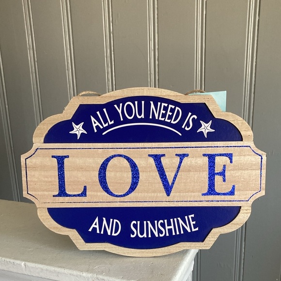 NWT All You Need is LOVE And Sunshine- Nautical Wooden Medallion Decor Sign - Picture 3 of 17